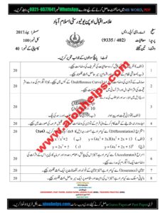 Economics Code No. 402 Spring 2022 Past Paper | AIOU HELPS